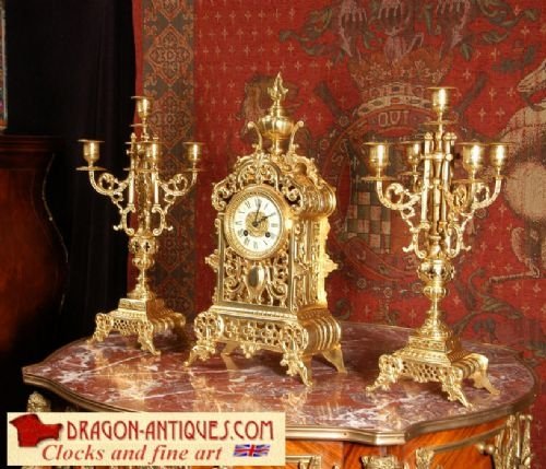 Antique French Classical Clock Set, French - Circa 1880